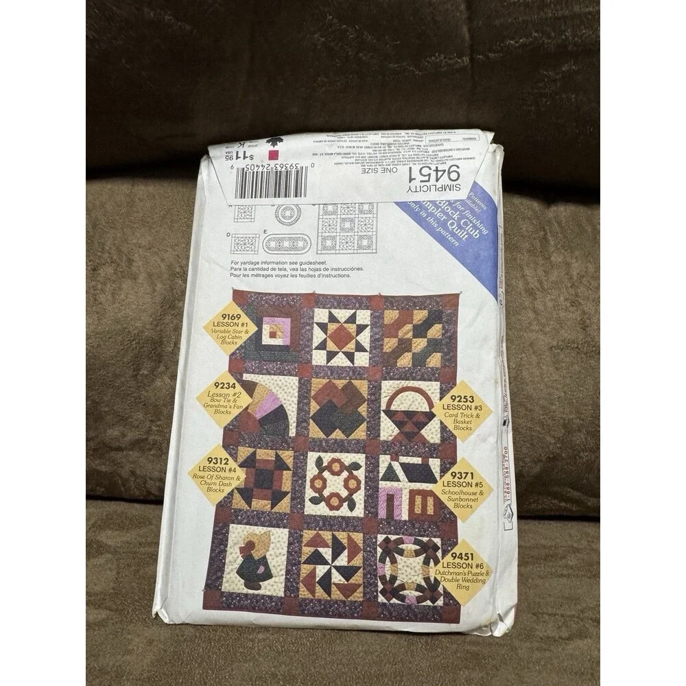Simplicity Quilt Block Club Sewing Patterns Lot of 4 9169 9253 9371 9451